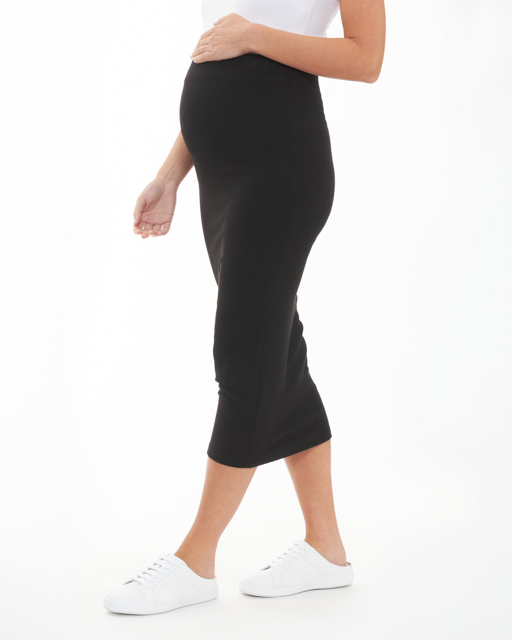 Ripe Maternity Ribbed Knit Pencil Skirt Black Size Small