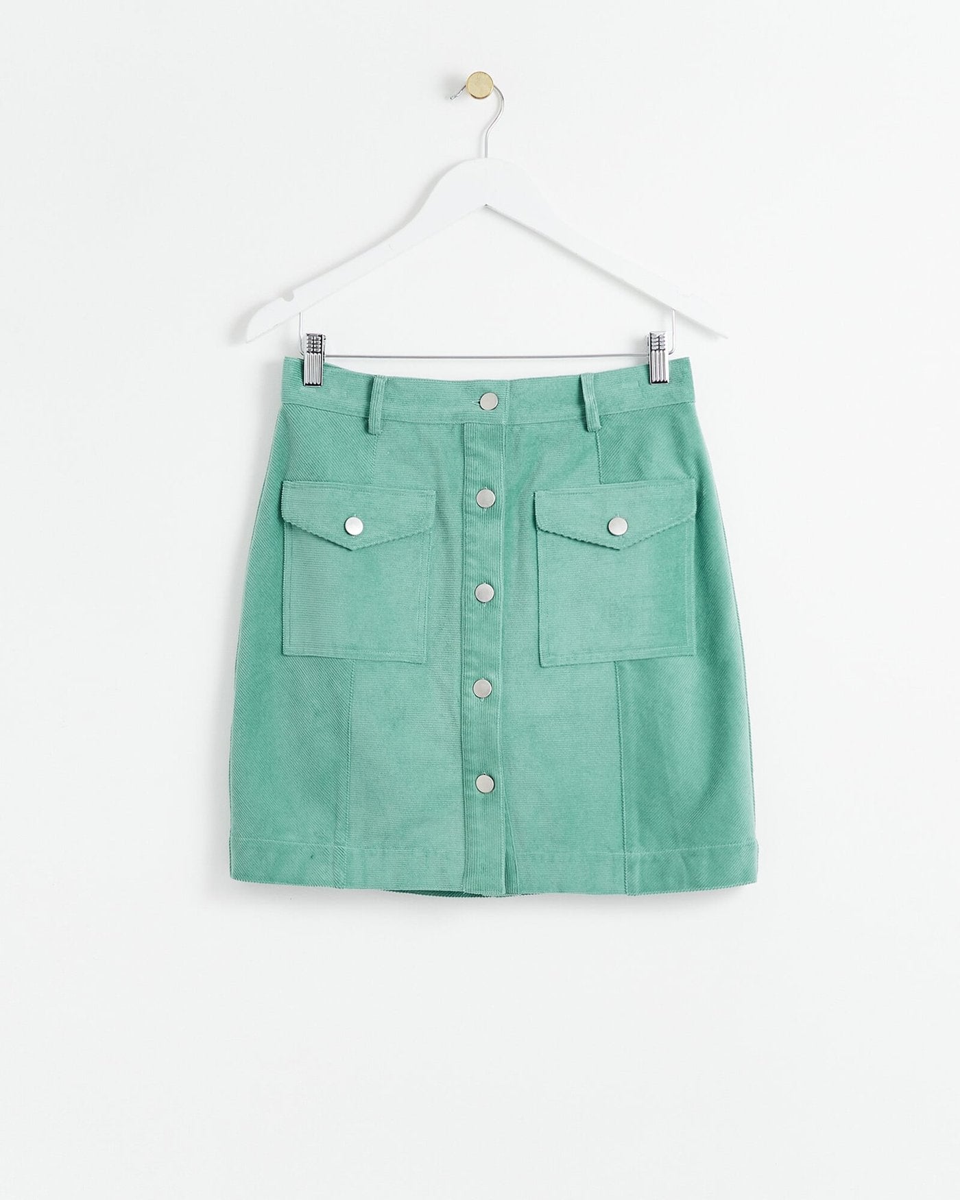 Oliver Bonas Sage Green Cord Mini Skirt