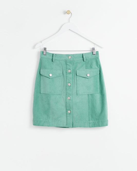 Oliver Bonas Sage Green Cord Mini Skirt