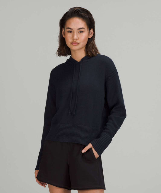 Lululemon Double Knit Sweater Hoodie In Heathered True Navy Size XS/S