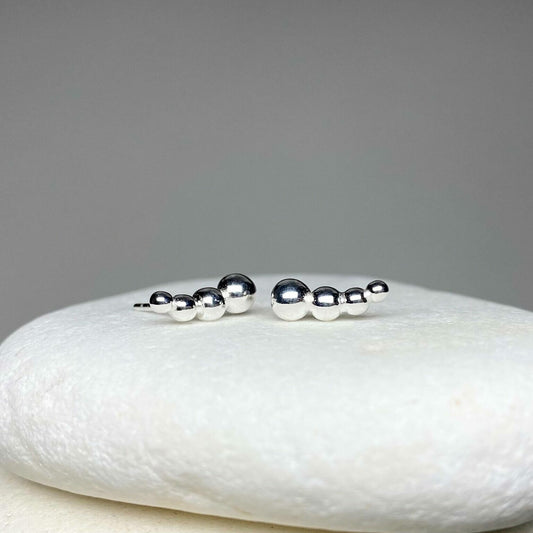 Beaded Crawler Studs Earrings Sterling Silver .925