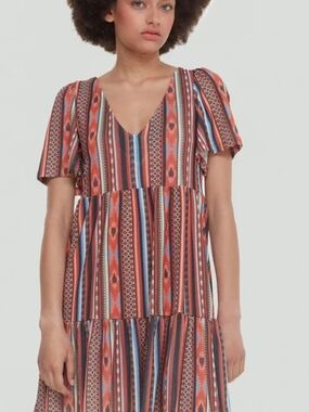 Dex Geometric Print Dress Size S
